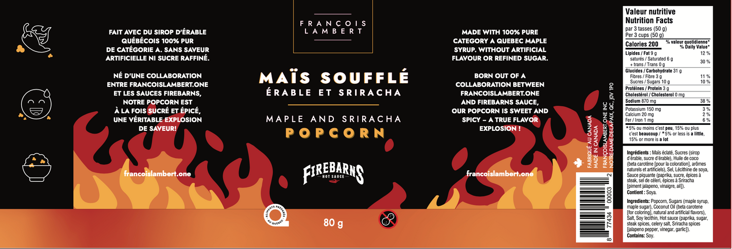 Feu du dragon - Maïs soufflé érable et Sriracha