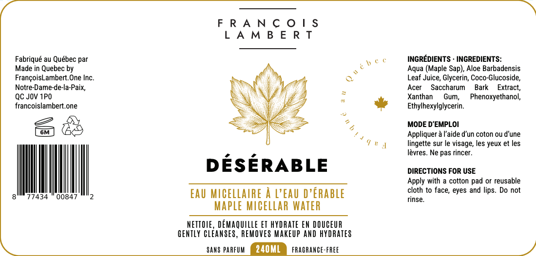 Désérable - Eau micellaire à l’eau d’érable