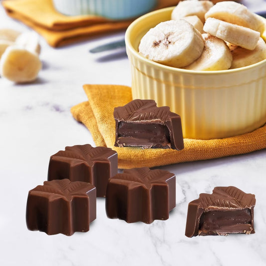 4 Chocolats au lait farcis - Ganache à la banane 🍌🍫
