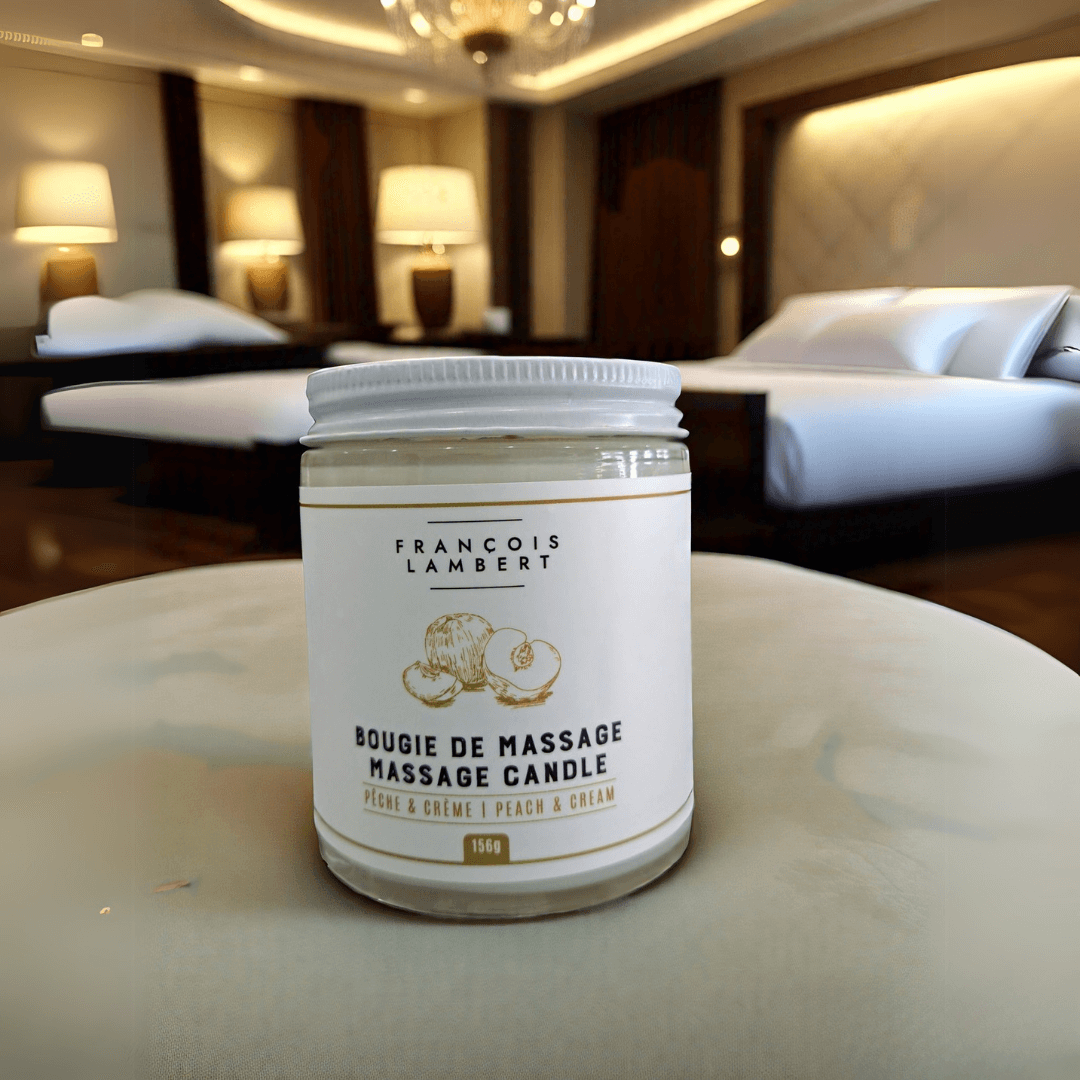 bougie de massage peche et creme