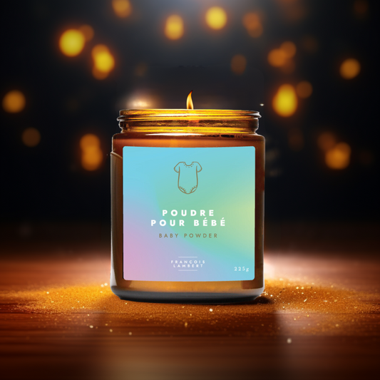bougie de soya a la fragrance de poudre pour bebe