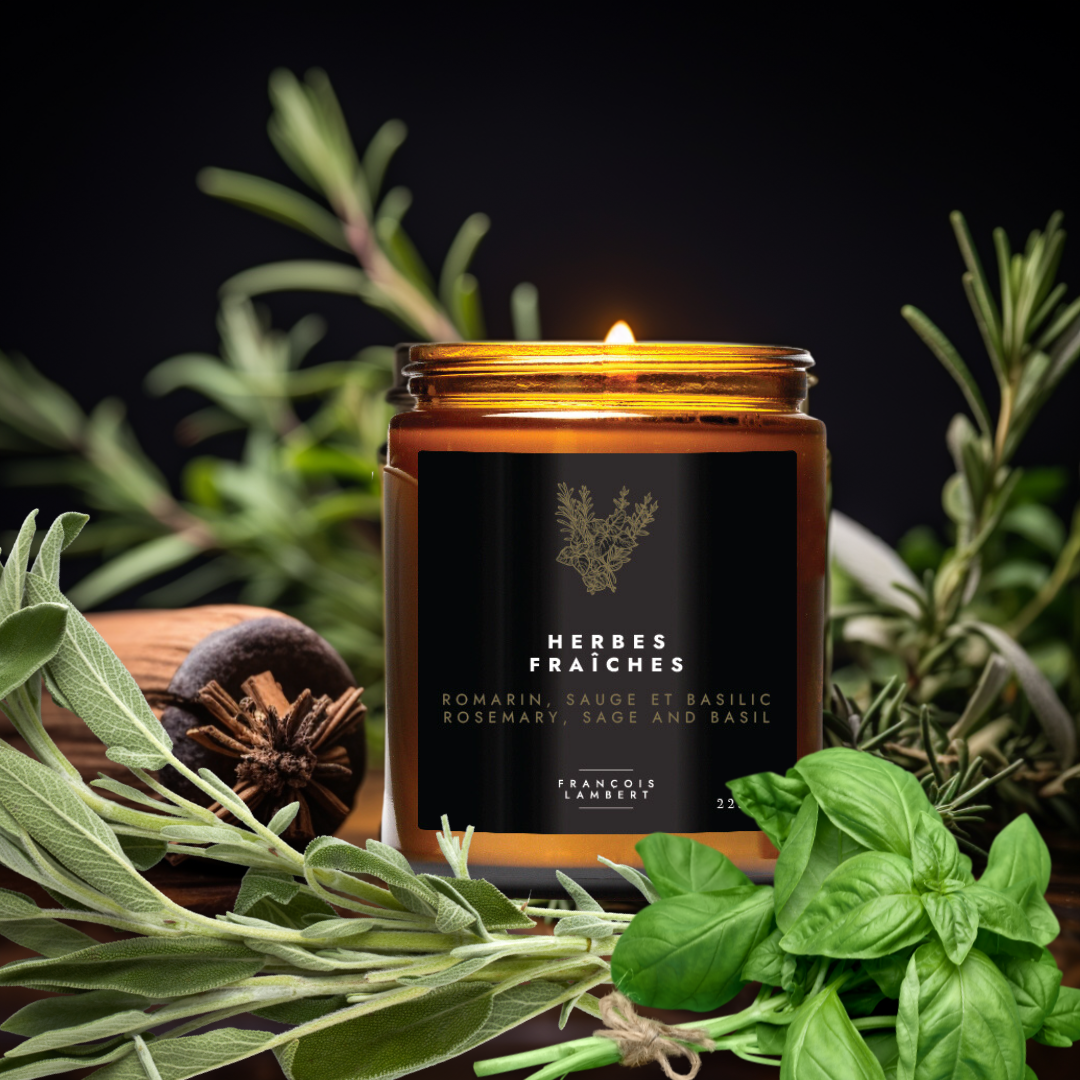 Cottage, Sage, Rosemary & Thyme | Essential Oil Candle in Amber Jar (9oz)