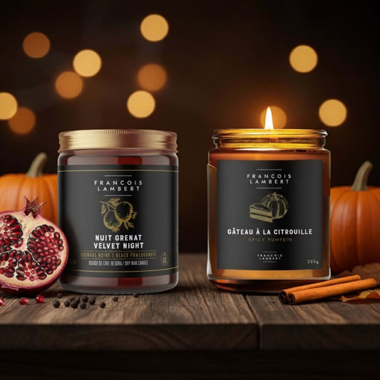 Duo-Bougies d'Octobre - Citrouille épicée & Grenade noire