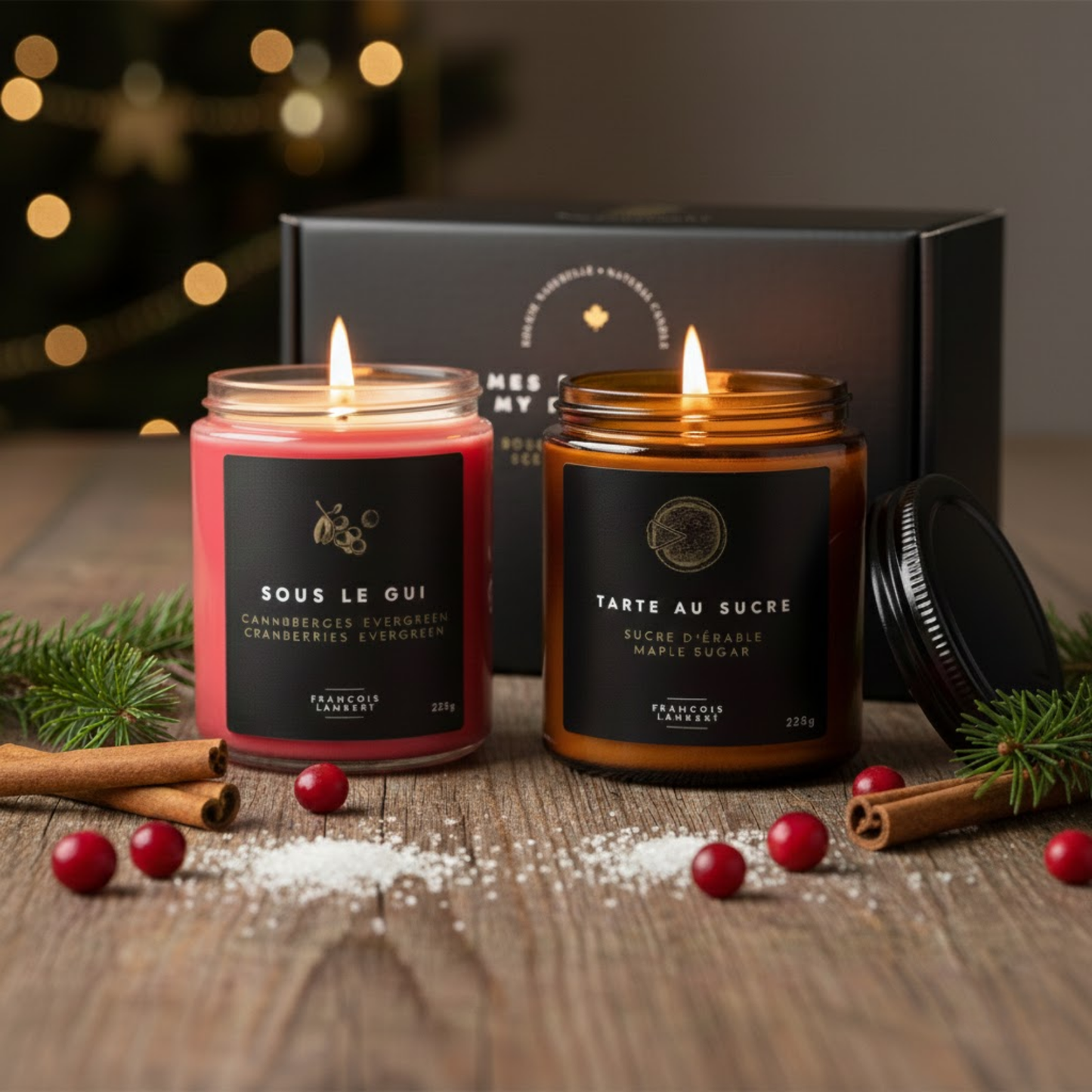 Duo-Bougies Décembre 2025 - Canneberges Evergreen & Sucre d'érable