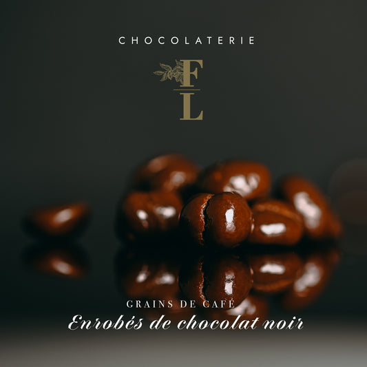 grains de café enrobés de chocolat noir