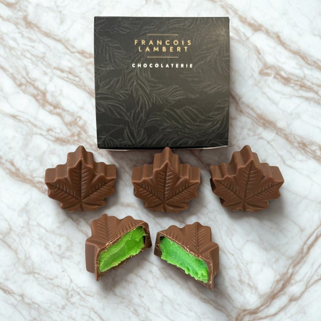 4 chocolats au lait farcis – Ganache érable & pandan