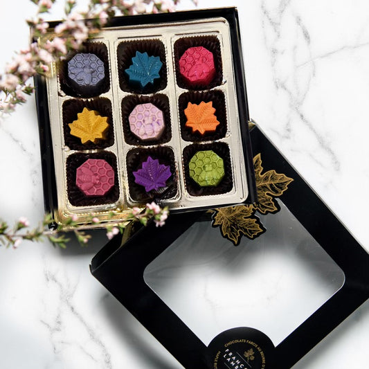 Boîte découverte de 9 chocolats farcis colorés