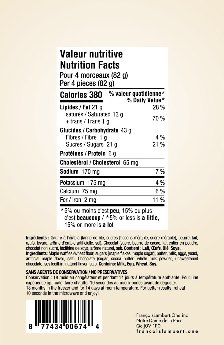 Bouchées de gaufre farcies au chocolat au lait