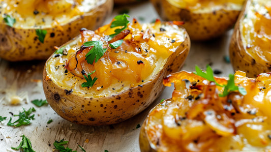 patates au four caramélisées au sirop d'érable et oignons caramélisés