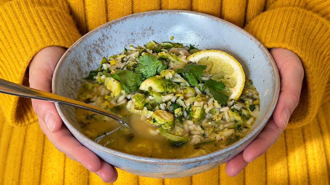 Soupe-repas aux choux de Bruxelles et parmesan