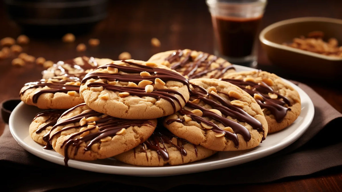 plateau de biscuit au beurre d'arachide et glacage au beurre d'érable et chocolat