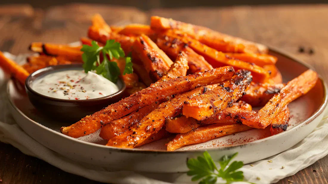 Frites de Carottes à la Friteuse à Air aux Épices BBQ à l'Ail Noir