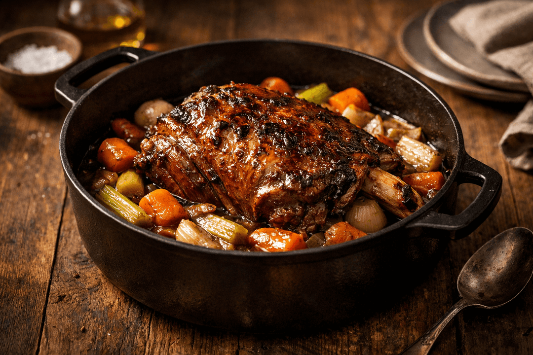 R￴ôti d'épaule d'agneau aux épices BBQ à l'ail noir