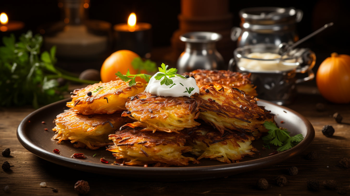 Potato Latkes with Black Garlic Salt