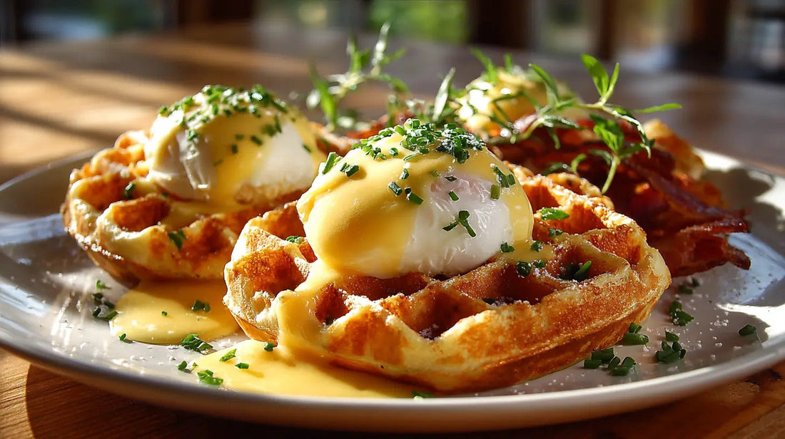 oeufs bénédictines sur gaufres belges à l'érable