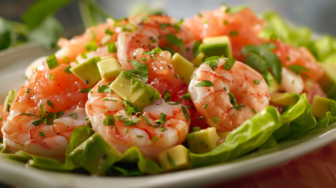 salade de crevettes, pamplemousse et avocat