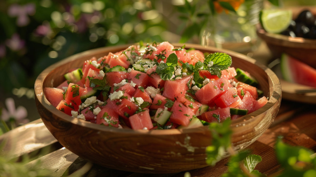 salade de melon d'eau, feta et menthe
