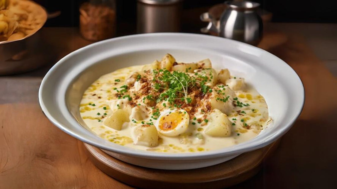 Sauce aux oeufs sur une table de bois