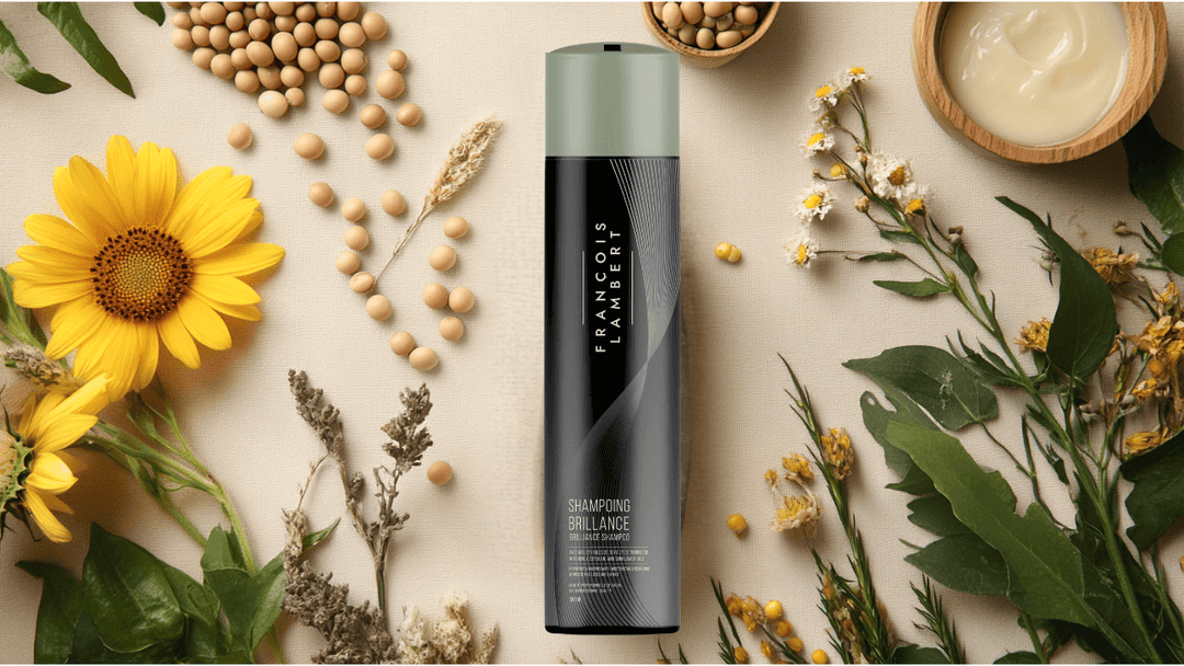bouteille de shampoing aux huiles naturelles
