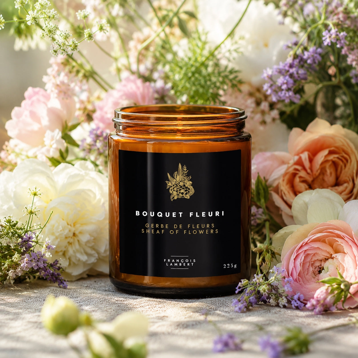 bougie de soya bouquet fleuri gerbe de fleurs