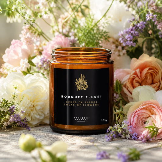 bougie de soya bouquet fleuri gerbe de fleurs