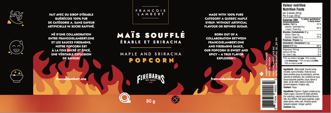 Feu du dragon - Maïs soufflé érable et Sriracha