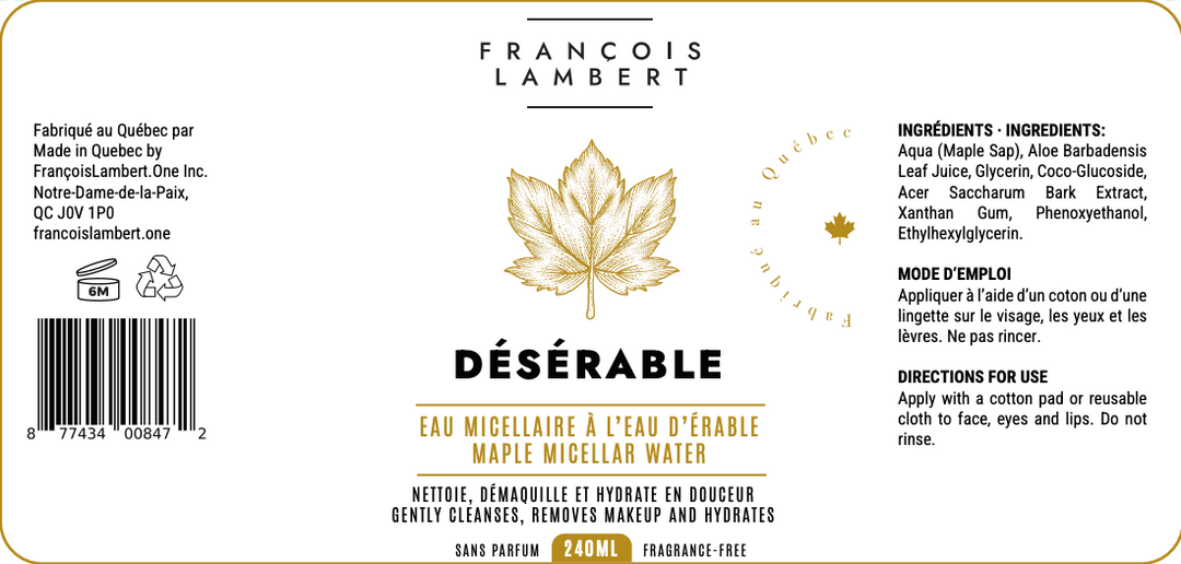 Désérable - Micellar water with maple water