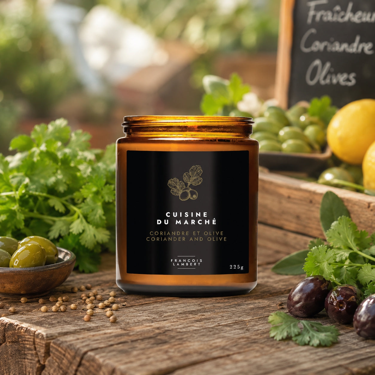 bougie de soya coriandre et olive