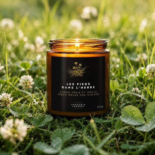 bougie de soya gazon frais et trèfle