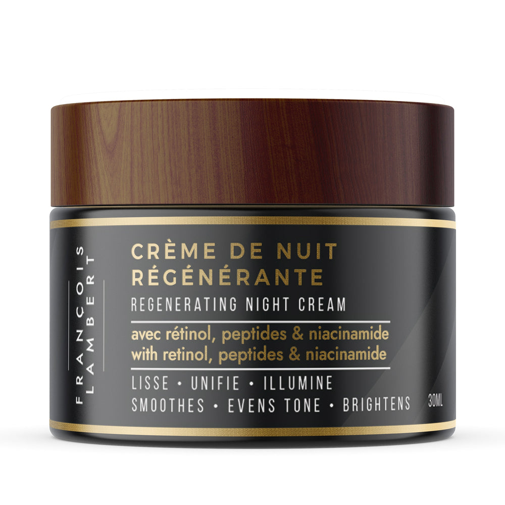 Crème de Nuit Régénérante — Rétinol & Matrixyl (30 ml) — pot noir et boîte assortie — François Lambert One