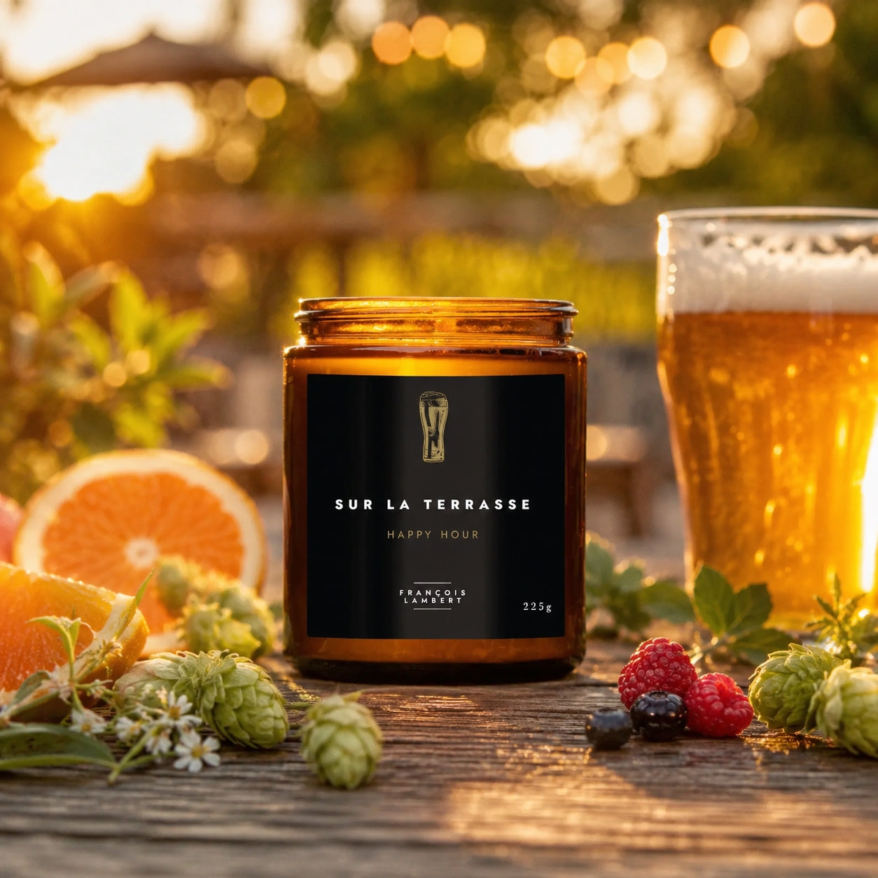 bougie de soya à la bière fruitée