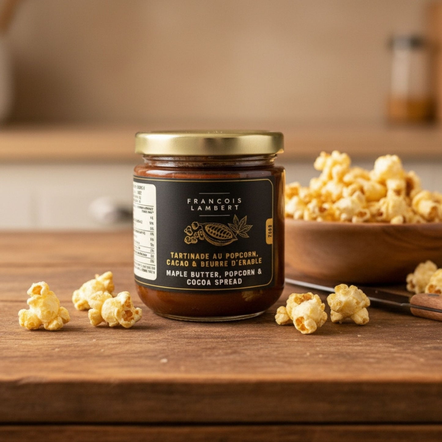 Tartinade au Pop-Corn, Cacao et Beurre d'Érable
