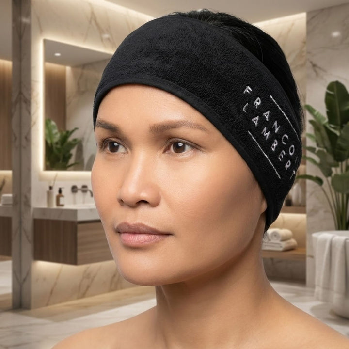 Bandeau Microfibre Noir – Soins du Visage