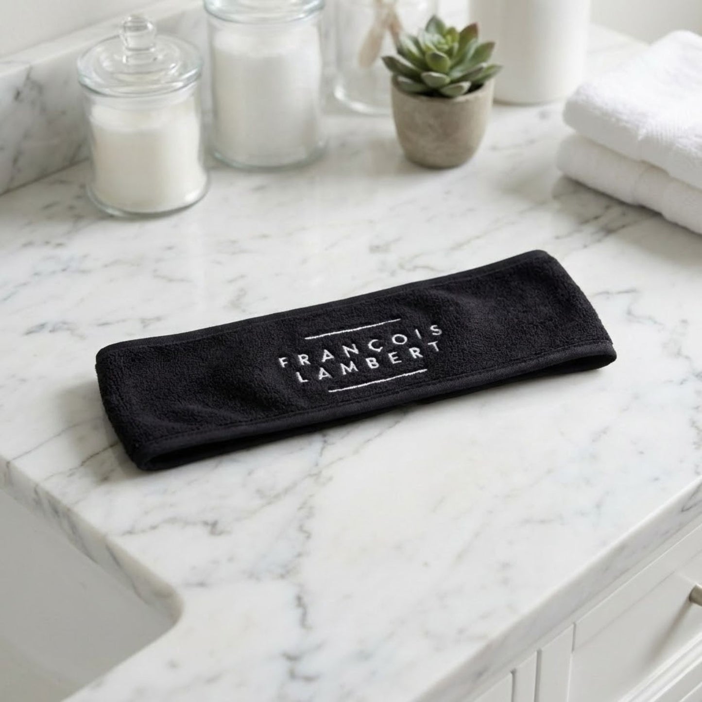 Bandeau Microfibre Noir – Soins du Visage