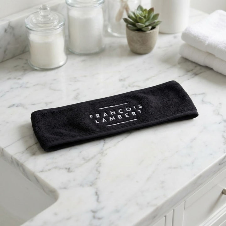 Bandeau Microfibre Noir – Soins du Visage