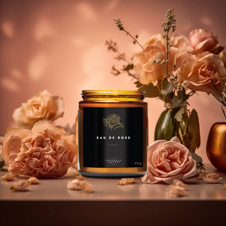 bougie de soya à la rose