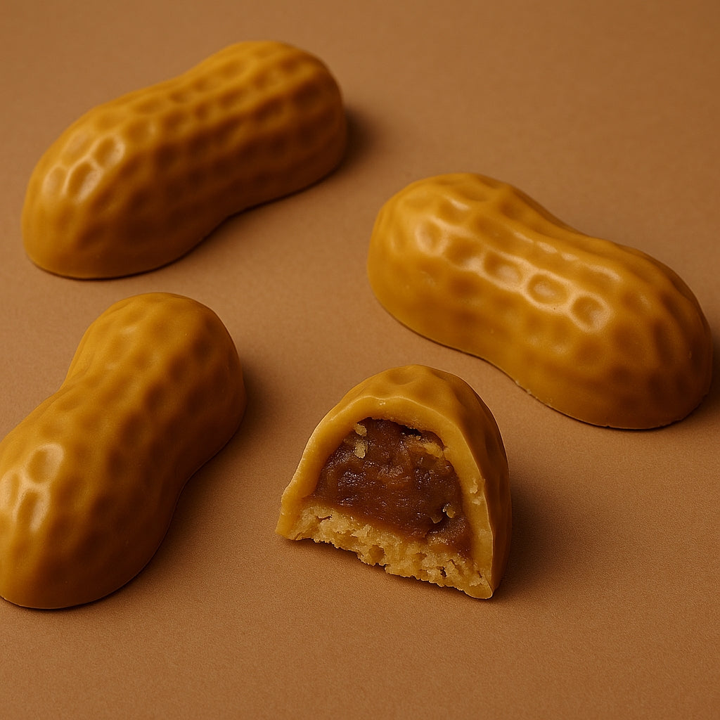 Chocolats dorés farcis au Biscoff et gaufre vanille