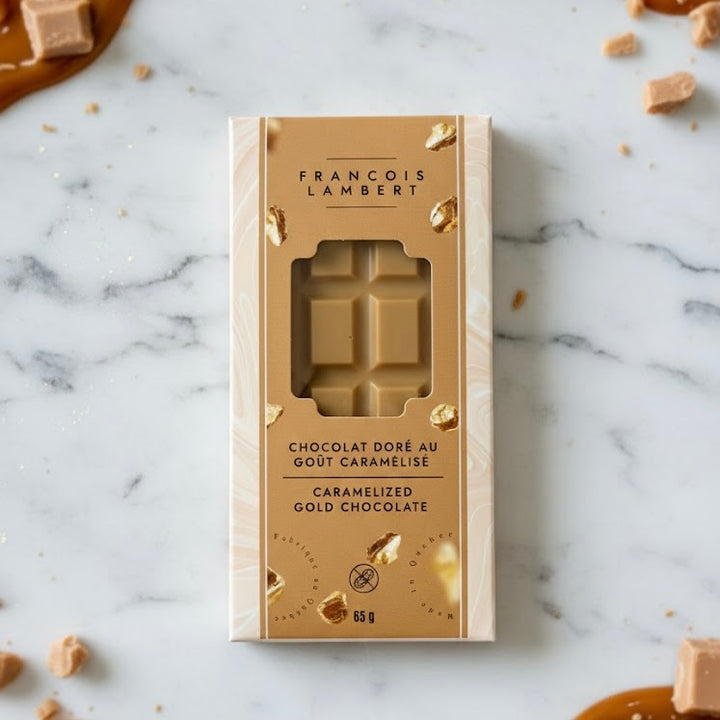 Tablette de chocolat doré