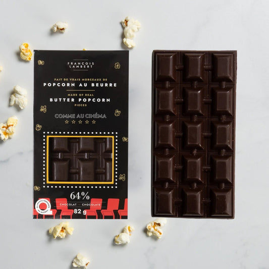 Tablette de chocolat au popcorn au beurre