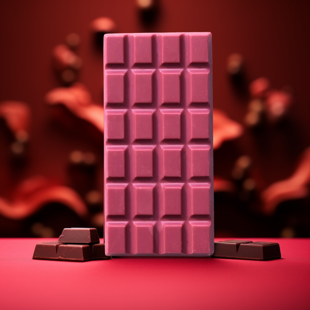 barre de chocolat ruby à plat