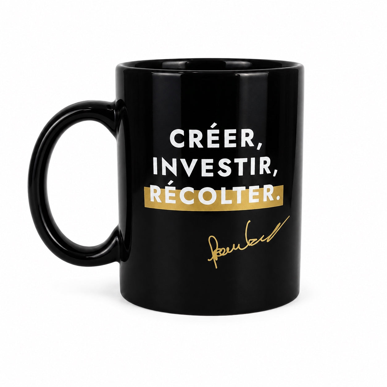 Créer, Investir, Récolter. - Tasse en céramique noire