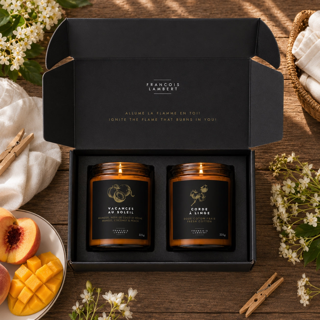 August Soy Candle Duo – Sunny Getaway & Clothesline
