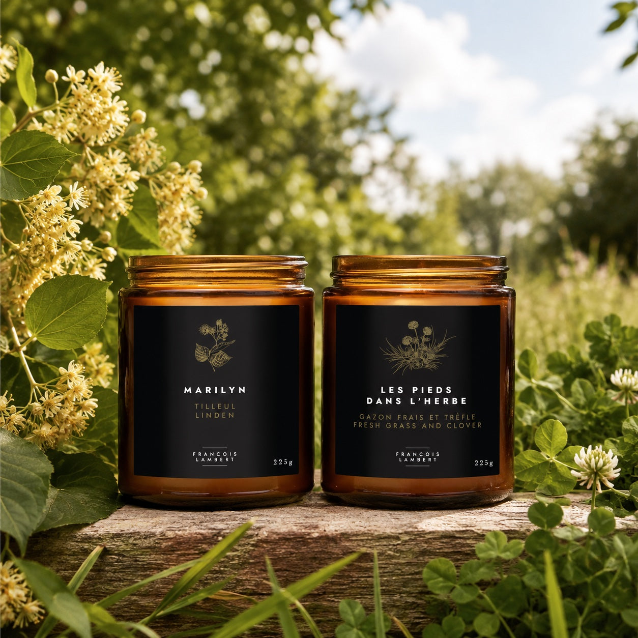 Duo bougies de soya de juin – Tilleul & Gazon frais et trèfle