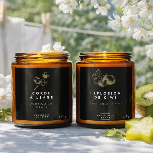 Duo-Bougies Avril 2026 – Corde à linge & Explosion de kiwi