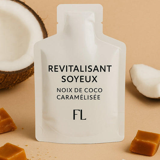 Échantillon gratuit – Revitalisant Soyeux à la Noix de Coco Caramélisée