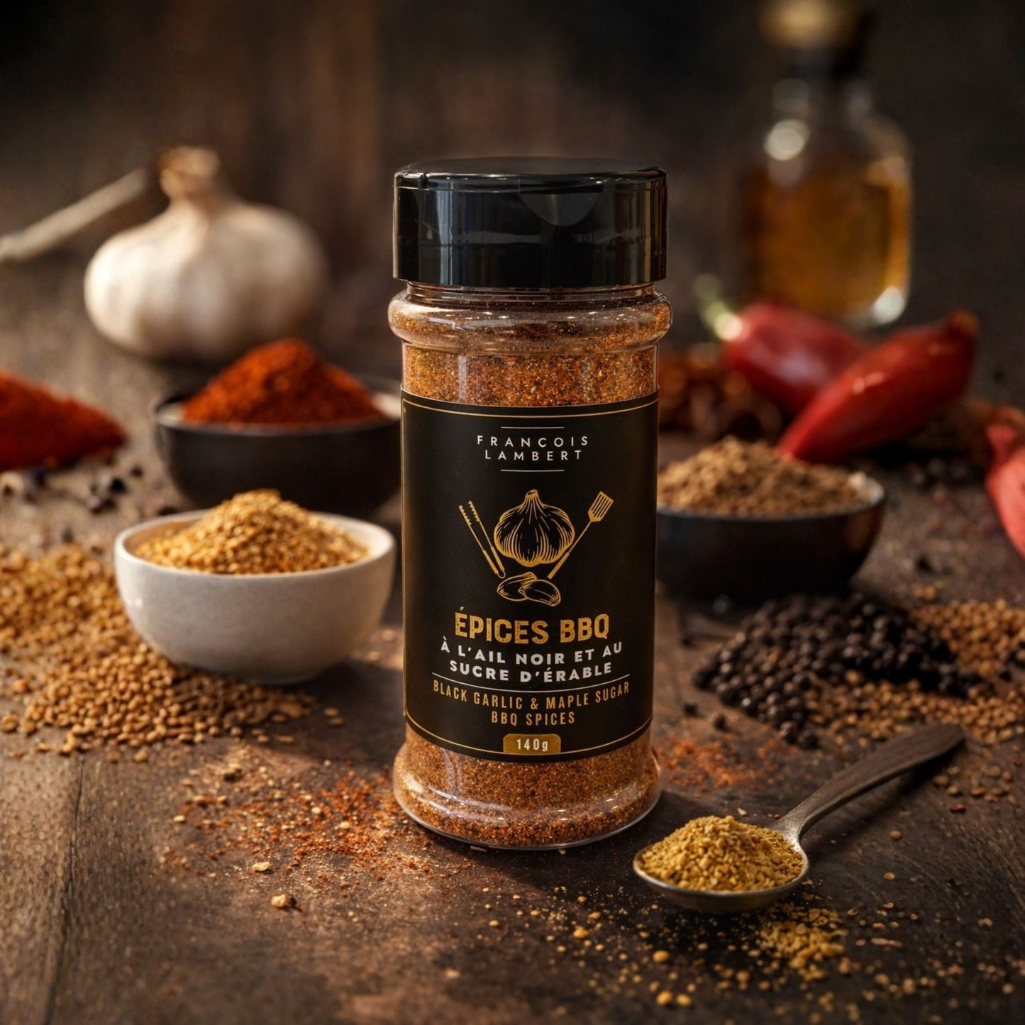 Épices BBQ à l’ail noir et au sucre d’érable