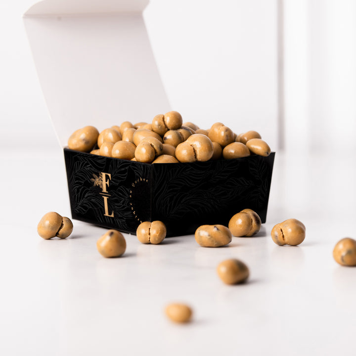 grains de café enrobés de chocolat doré