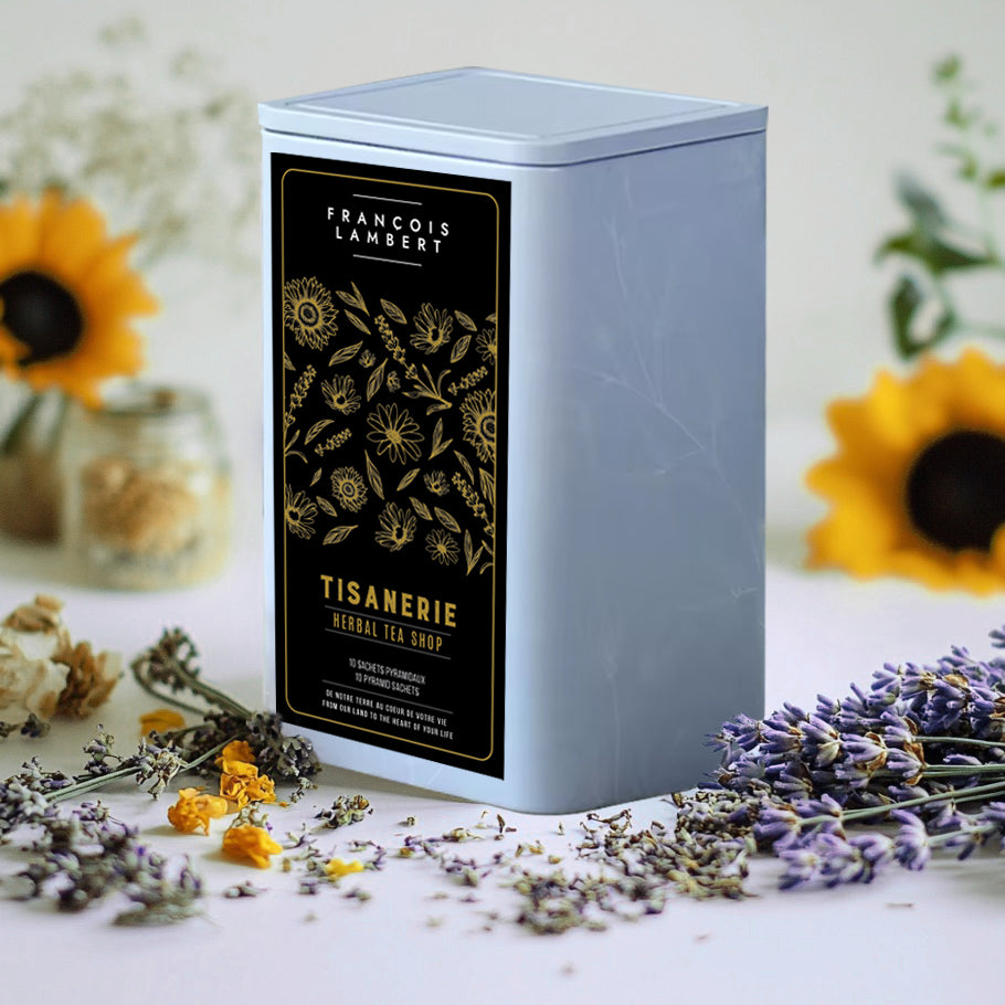 Tisane aux pétales de tournesol et à la lavande en sachets pyramidaux