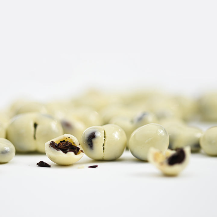 grains de café enrobés de chocolat blanc