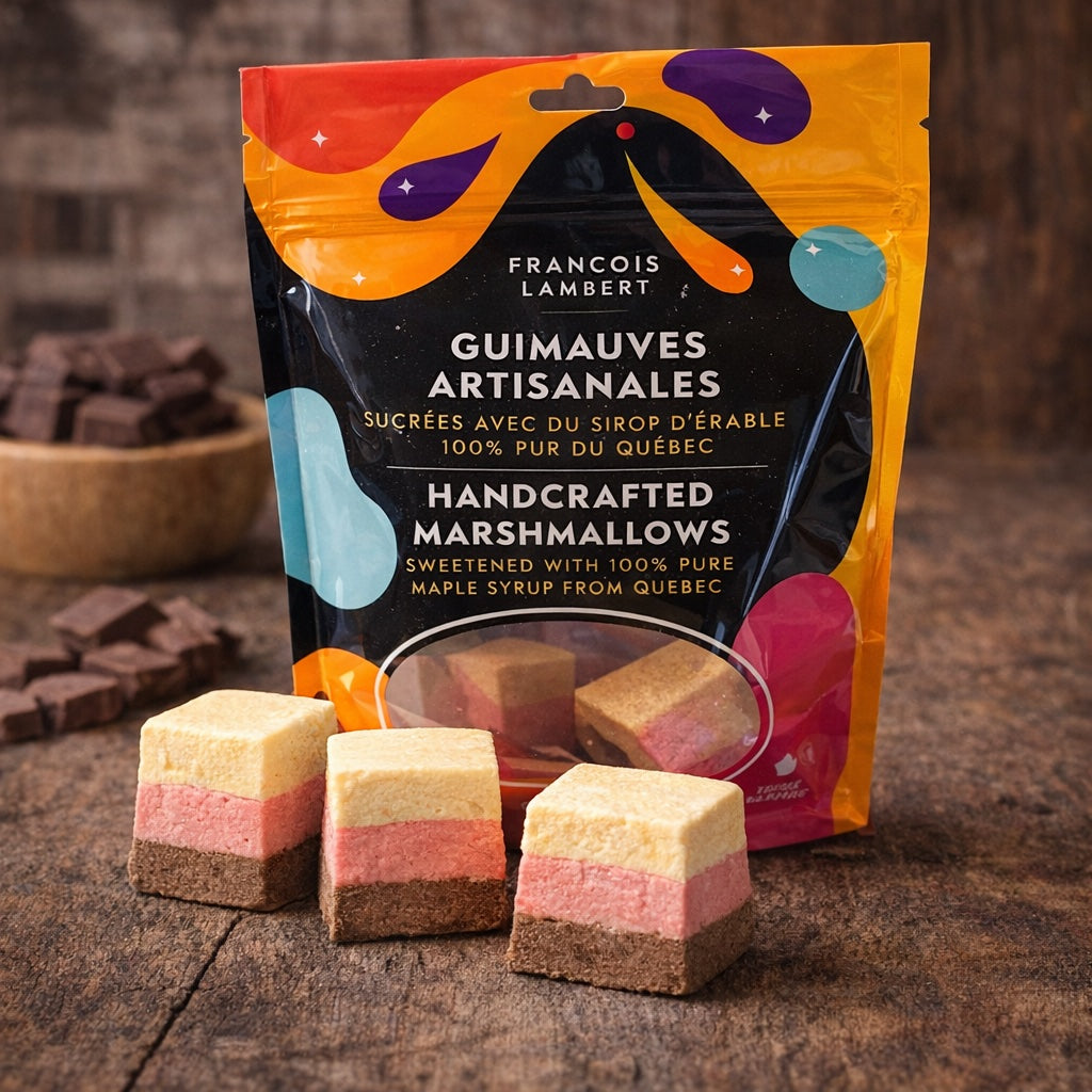 Guimauve napolitaine artisanale à l’érable – chocolat, vanille et fraise